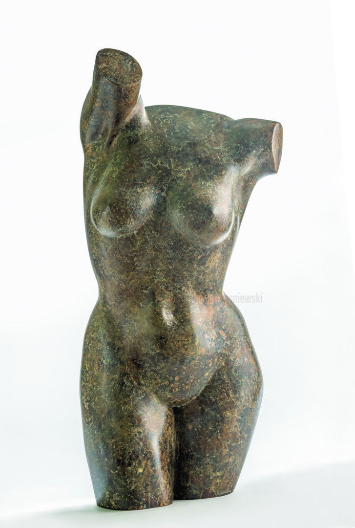 a sculpture of a woman's body is shown against a white background