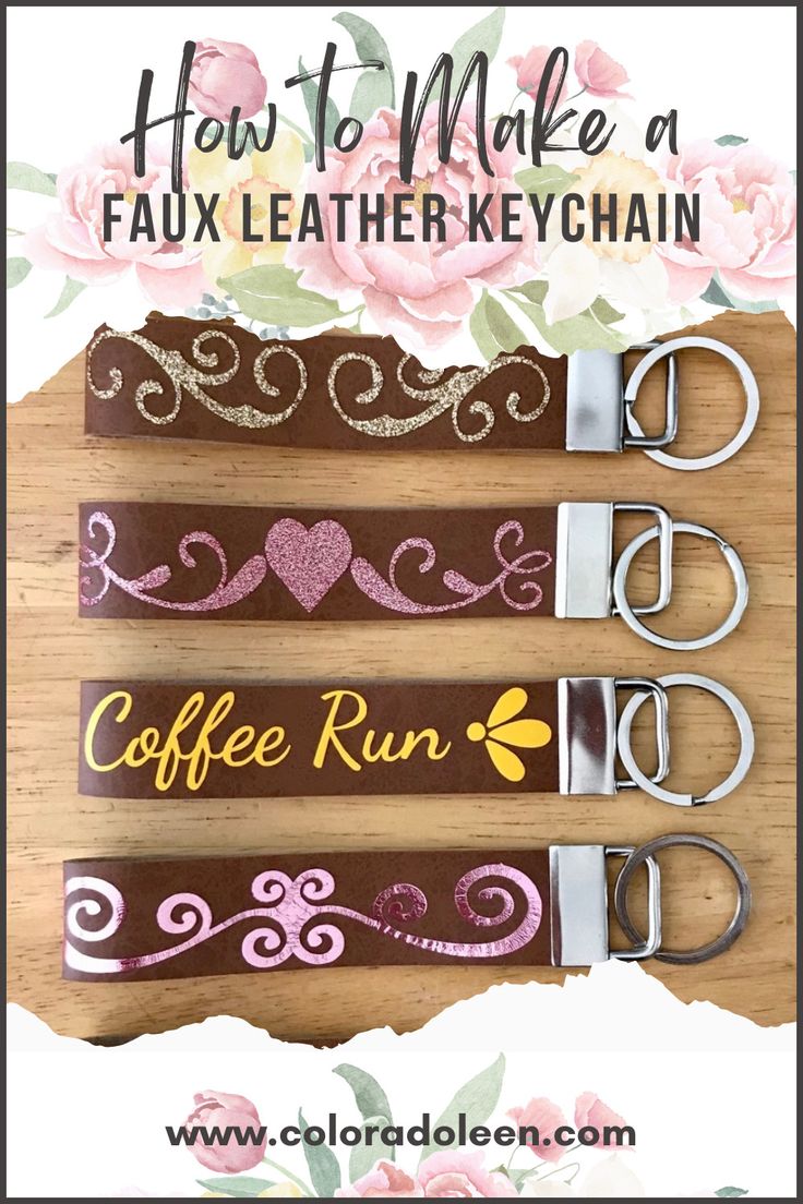 how to make a faux leather keychain with coffee run and hearts on it