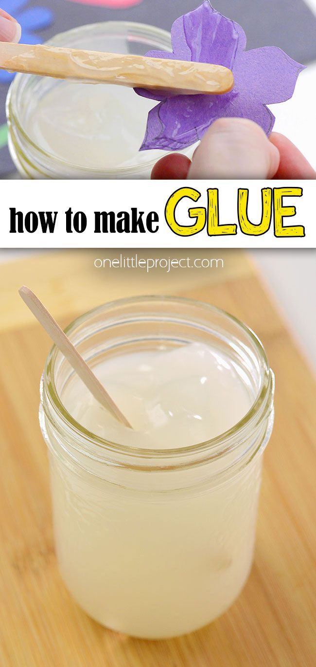 how to make glue in a glass jar with a wooden spoon and paper flowers