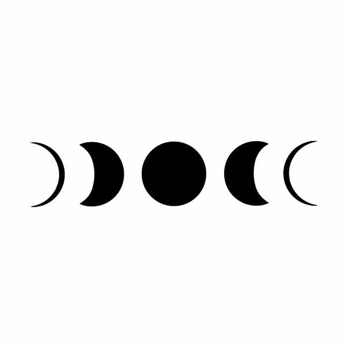 three phases of the moon on a white background