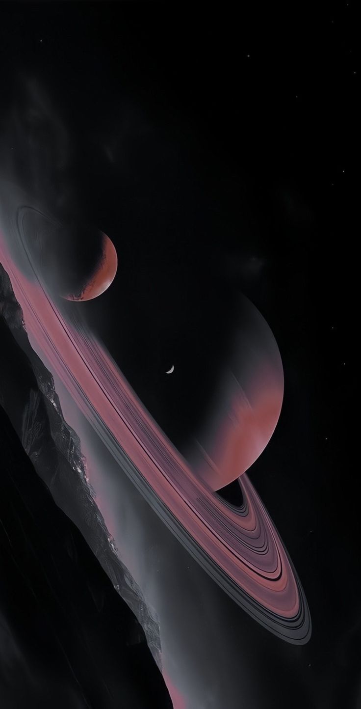 an artist's rendering of saturn and its moon