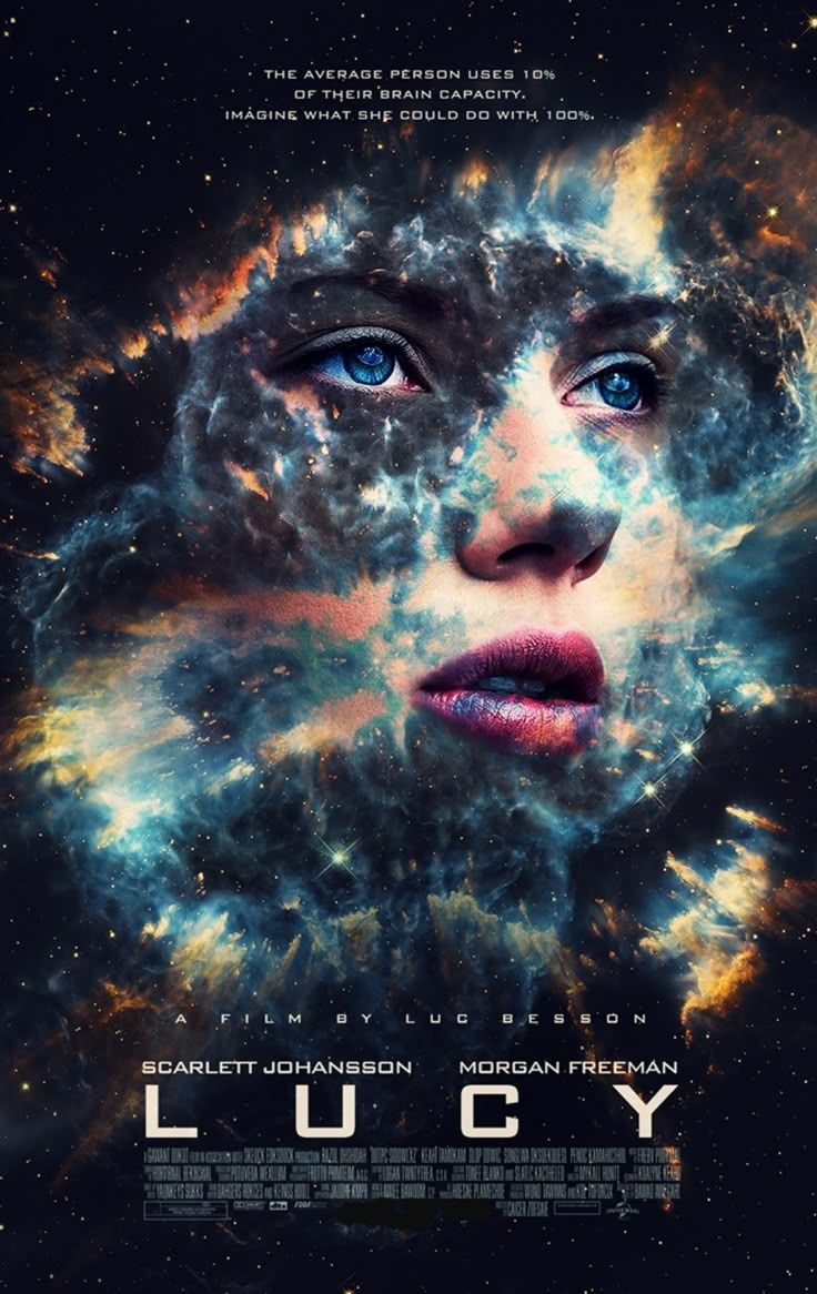 the movie poster for lucy with an image of a woman's face in space