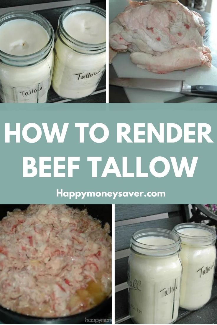 how to render beef tallow in mason jars with text overlay that says how to render beef tallow