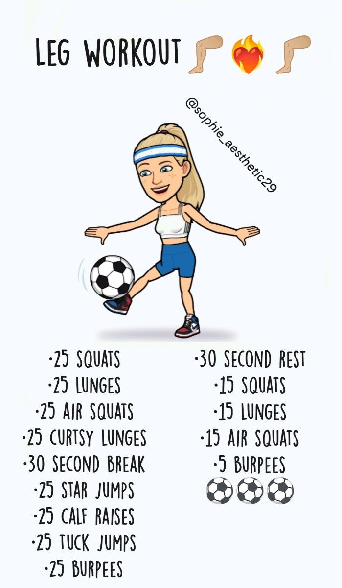 a woman with a soccer ball on her feet and the words leg workout written below it