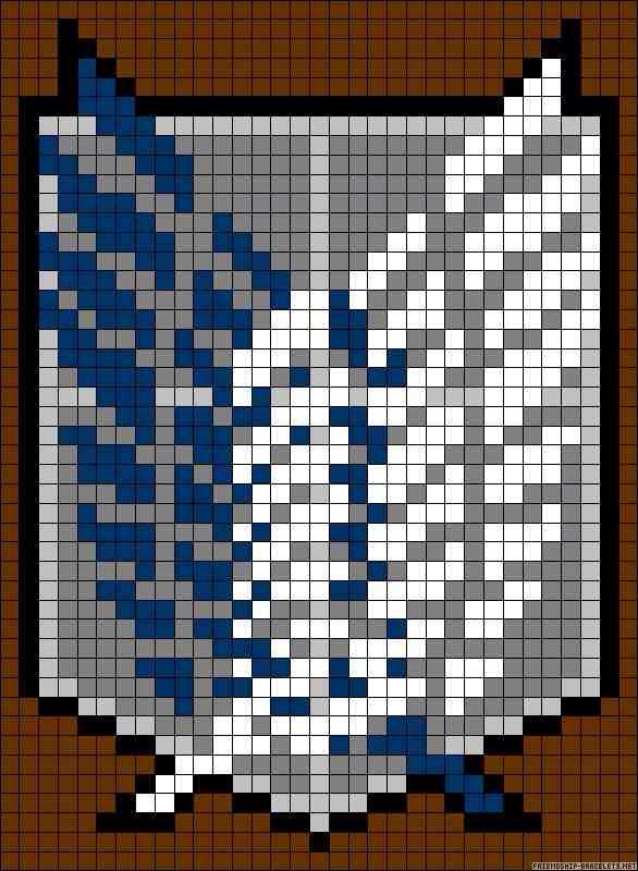 a cross stitch pattern with the image of a beer can in blue and white colors