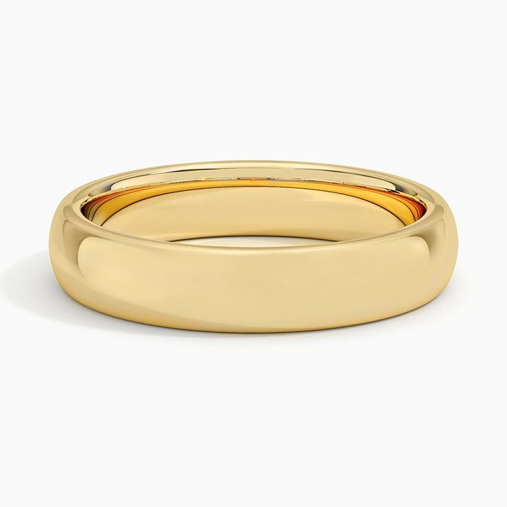 a yellow gold wedding ring on a white background