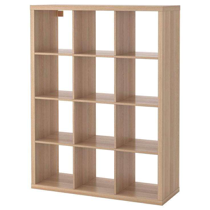 a wooden shelf with six shelves on each side