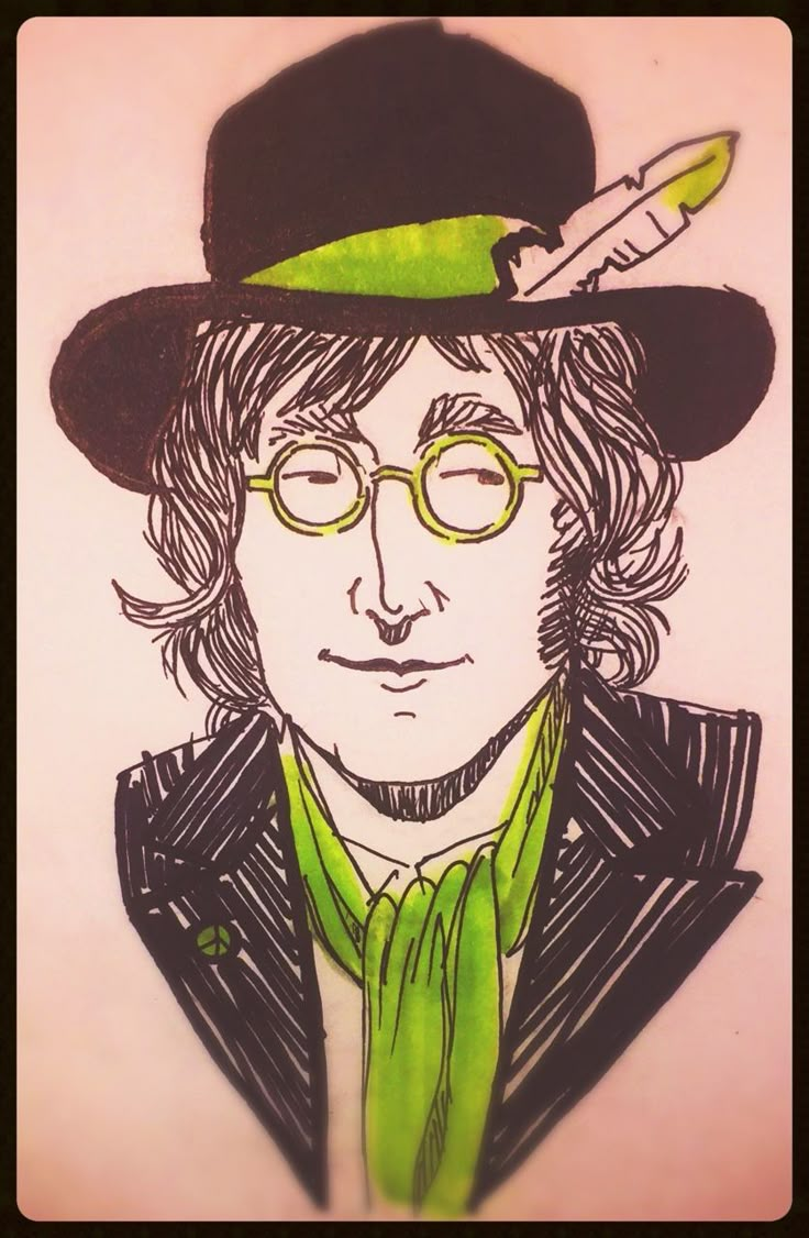 a drawing of a man with glasses and a hat