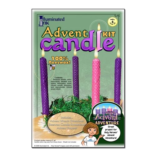 an advertise for candles that are purple and pink with the words, adventure kit candle