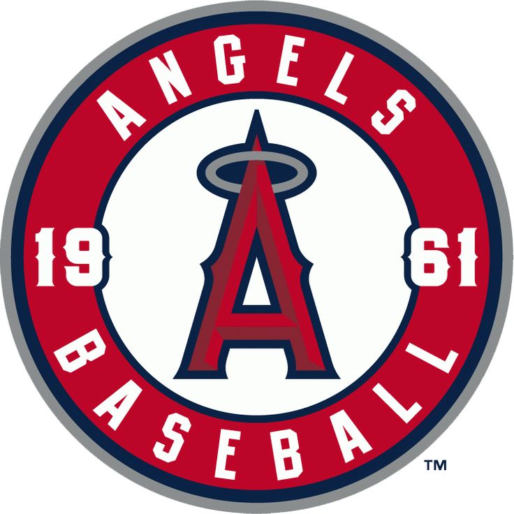 an angels baseball patch with the word angels in red and white, on a white background