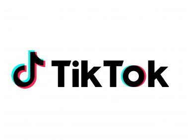 the logo for tiktok is shown in black and pink on a white background