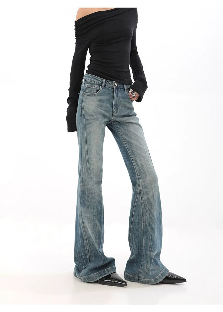 Step into a timeless trend with our High Waist Vintage Wash Bell Bottom Jeans, where classic design meets modern comfort.
Made from a soft denim blend, these jeans offer the perfect combination of stretch and structure for a fit that flatters and moves with you. Highlighting an authentic vintage wash, each pair showcases unique fading and whiskering patterns that echo the soulful vibe of edgy fashion statements.
The versatile bell-bottom cut creates a silhouette that pairs seamlessly with both f Estilo Kardashian, Jeans Streetwear, Ladies Denim, Denim Decor, Streetwear Jeans, Bottom Jeans, Jeans Y2k, Pants Fit, Urban Wear