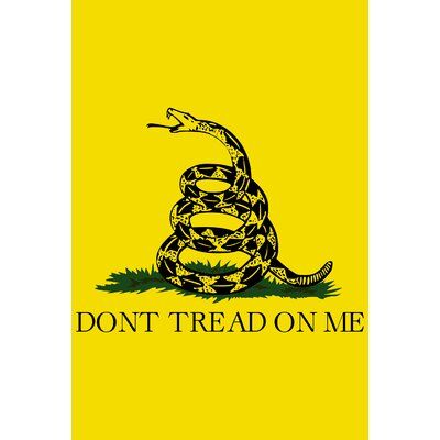 a yellow poster with the words don't tread on me and a gads snake