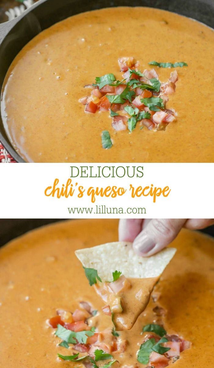 a person dipping tortilla chips into a bowl of chili cheese soup