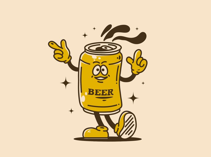 a cartoon beer can holding up two fingers