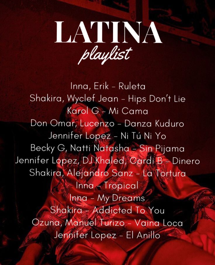 latina playlist - screenshots vol 1 by various artists and their names