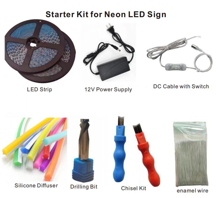 various types of leds and accessories are shown