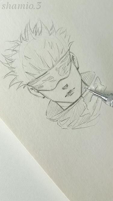 a drawing of an anime character with a pencil in his hand and the caption that reads, shanno 5