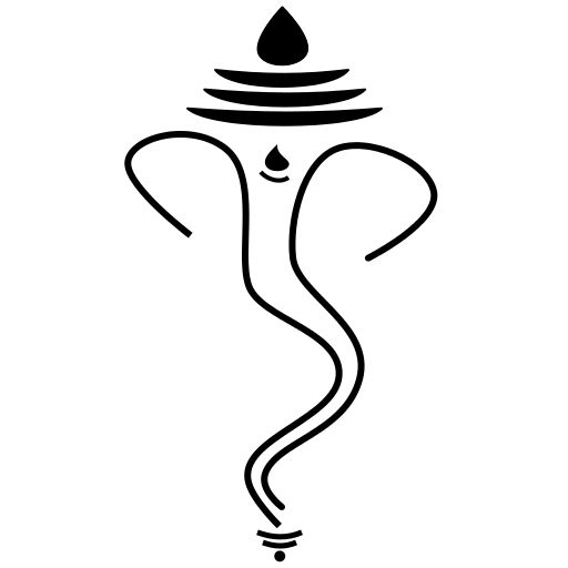 the lord ganeshi icon in black and white, isolated on a white background