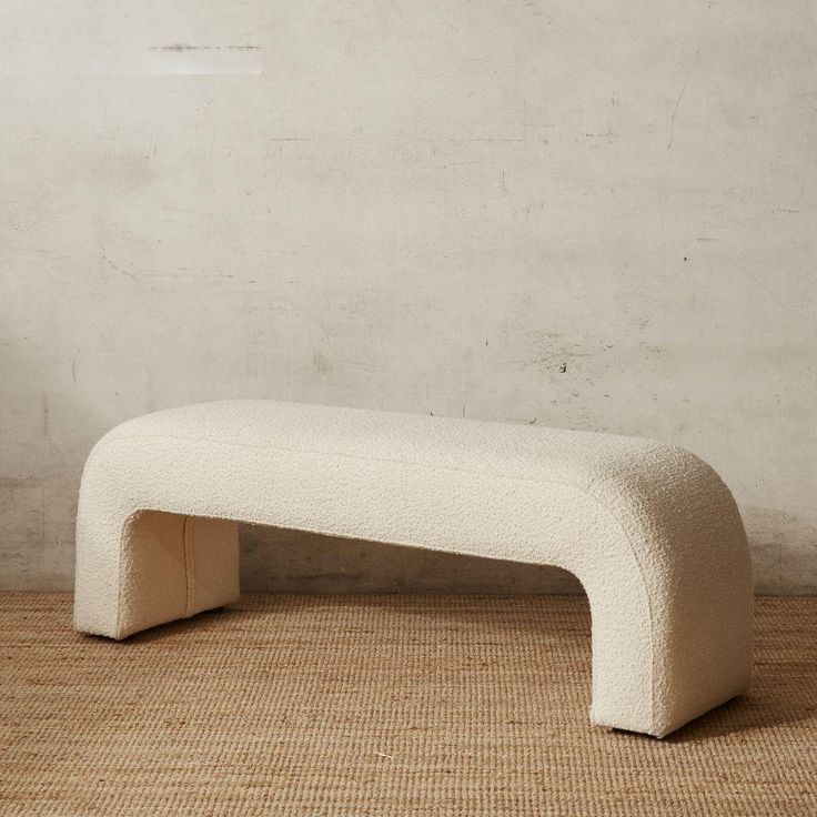 Folia Boucle Bench Seat - INTERIORTONIC Bedroom Bench Seat, Boucle Bench, Bedroom Bench Modern, End Of Bed Bench, Bedroom Accent, Bed Bench, Bedroom Space, Pierre Jeanneret, Bedroom Bench