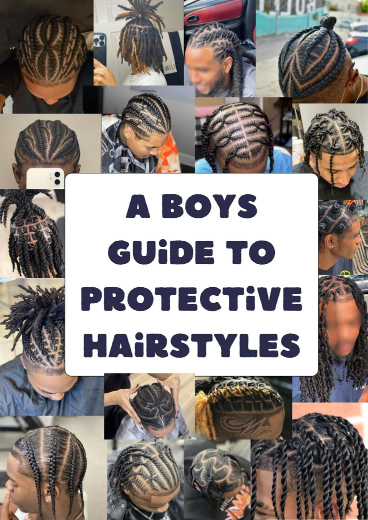 "A guide for multiple different protective hairstyle. where you will be able to learn the history behind the hair style, where it originated from, How to look after a protective hair style, how long it lasts and different facts about it.  be able to get ideas of what your next hairstyle could be and think about what might suite and look good on you. **This item is a Digital download** Once your purchase and payment have been processed your PDF files will be available as Instant Downloads  You will receive and email from Etsy with a link to your digital files with the text \"View your files on Etsy\".  just click on that link and you will be able to ACCESS your digital PDF files." Protective Hairstyles For Men, Boys Dreadlocks Styles Kids, Feed In Ponytail With Curly Hair, Boy Plaits Hairstyles, Zig Zag Cornrows Braids For Men, Braid Styles For Men Full Head, Protective Hairstyles Men, Toddler Boys Braids Hairstyles Kid Hair, Iverson Braids Men