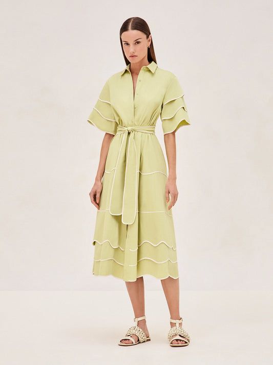 New Arrivals Layer Dress Outfit, Alexis Rhodes, Cotton Dresses Summer, Arabic Clothing, Summer Dressing, Classic Shirt Dress, Layer Dress, Green Midi Dress, Summer Lovin