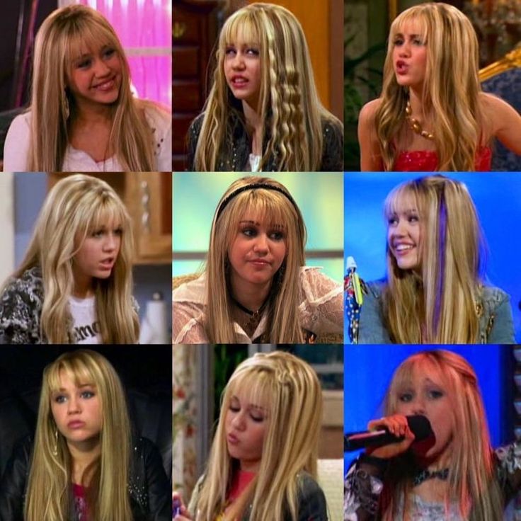 many different pictures of the same woman with long blonde hair and wearing headbands