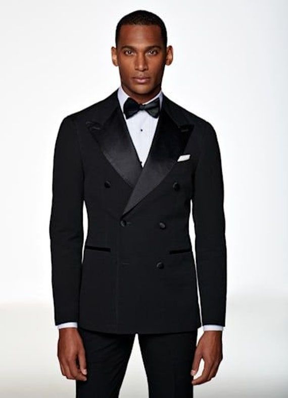 men tuxedo jacket slim fit party wear groomsmen prom wedding elegant double breasted style prom dinner velvet coat Listing Include (Coat) Fabric:- Velvet Color:- Black Machine Washable No Dry clean Recommended The Suit is for wedding, Party, Proms, and Etc. Express Shipping to world-wide but Remote Area May Take Longer Little color variation may possible due to photography and lights Please give us the measurement in Inches for Suit  Jacket:- 1. Jacket Length (Full circumference) 2. Chest         (Full circumference) 3. Stomach       (Full circumference) 4. Hip           (Full circumference) 5. Shoulder To Shoulder Bone (Full circumference) 6. Sleeve Length        (Full circumference)      7. Actual Height      Pant. 1. Waist (Full circumference) 2. Hip   (Full circumference) 3. Thigh.(Ful Black Man Tuxedo, Double Breasted Tuxedo Wedding, Suit Type For Men, Vintage Tuxedo Men, Double Breasted Tuxedo Men, Black Tuxedo For Men Classy, Best Prom Outfits, Black Double Breasted Suit Men, Mens Black Tuxedo