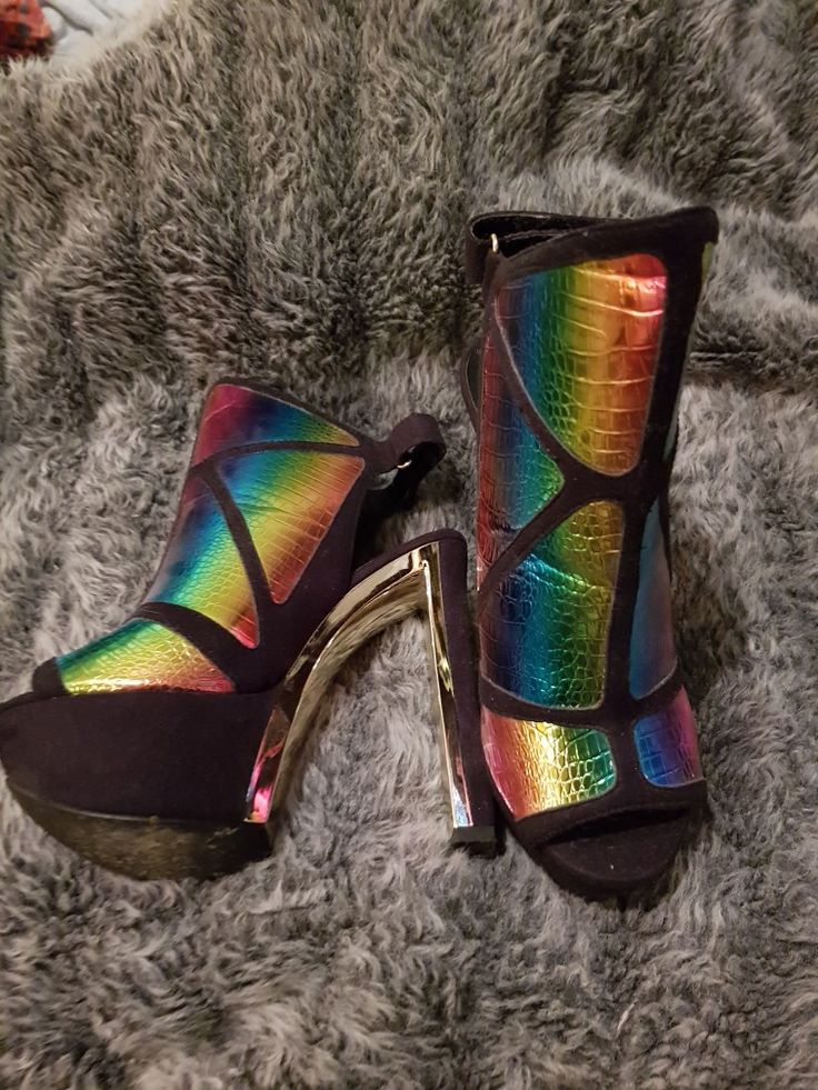 Rainbow high heels. Just because. Rainbow High, Just Because, Ankle Boot, High Heels, Rainbow, Heels, Boots