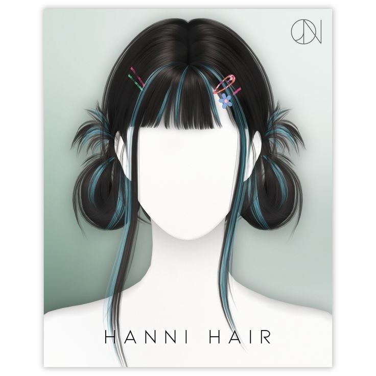 an animated image of a woman's hair with blue and black streaks on it