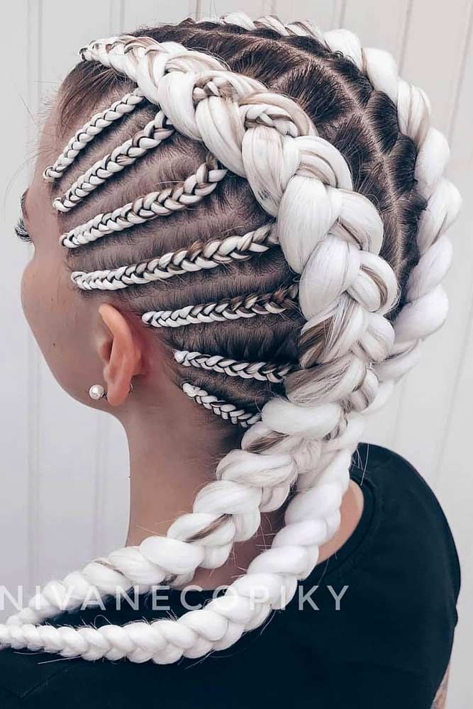 Braiding Hairstyles With Braiding Hair, Braided Hair With Jewels, Cool Braiding Hairstyles, Different Styles Of Braids Hairstyles, Braided Hairstyles With Added Hair, Different Hair Braids Ideas, White Girl Braided Hairstyles, Festival Hair Color, Extension Ideas Hair Braids