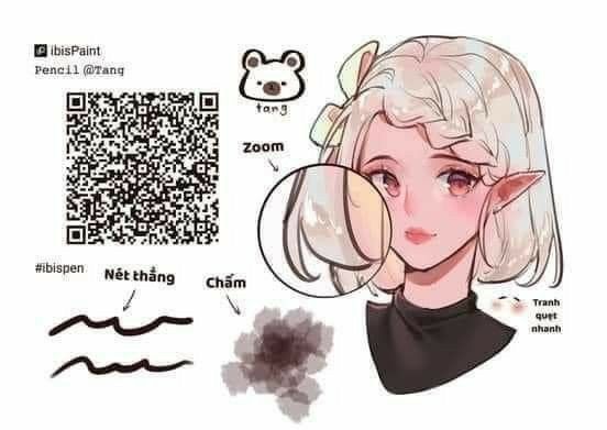 an anime character has a qr code on her face and is looking at the camera