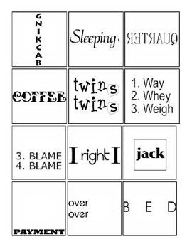 several different types of words and numbers in black and white, including one that is for each