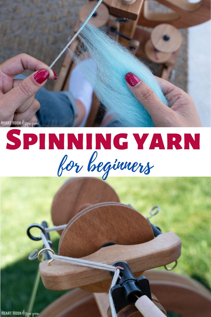 spinning yarn for beginners with the text spinning yarn for beginners on top and bottom