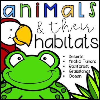 an animal and their habitats poster with the words, animals and their habitats on it