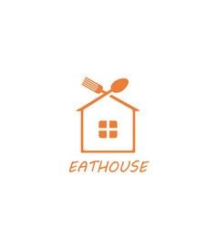 an orange house with spoon and fork logo