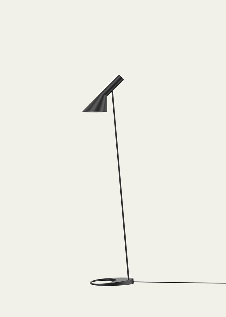 a black floor lamp on a white background