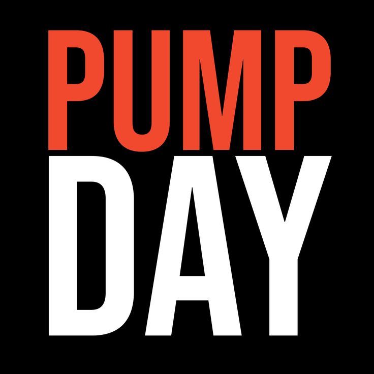 the words pump day in white and red on a black background with an orange stripe