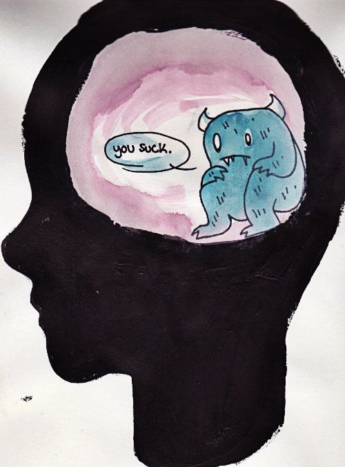 a drawing of a man's head with an elephant in the middle and a speech bubble above it