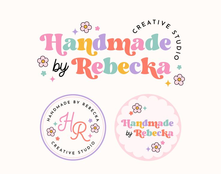 the logo for handmade by rebeka, an artisan studio and creative studio