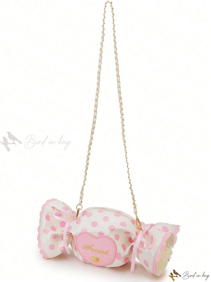 Bird in Bag - Stylish and Convenient Candy-Shaped Shoulder Bag for Women and Teen Girls - Lightweight, Portable, and Adorable Pink Novelty Design - Ideal for Daily Use, School, Shopping, and Travel Crazy Purses, Dot Candy, Pink Board, Novelty Purses, Dots Candy, Doll Closet, Letter Bag, Rhinestone Clutch, Novelty Bags