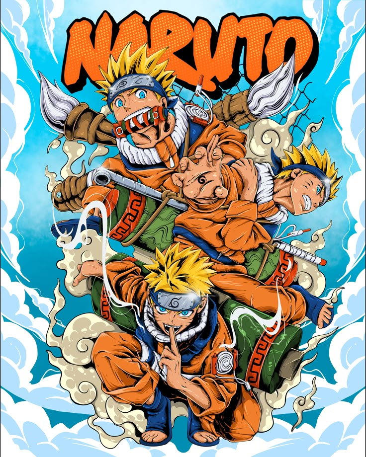 the poster for naruto, which is featured in an animated style with many different characters