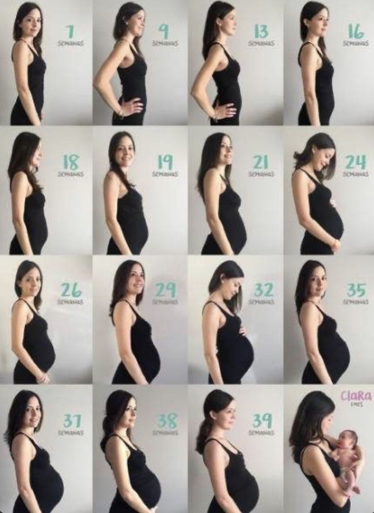 a series of photos showing the stages of a pregnant woman's breastfeeding