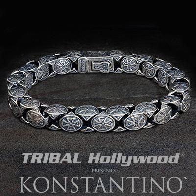 Konstantino Maltese Cross Shields Silver Mens Bracelet Silver Mens Bracelet, Mens Link Bracelet, Mens Sterling Silver Bracelets, Tattoo Bracelet, Mens Bracelet Silver, Maltese Cross, Sterling Silver Mens, Cross Jewelry, Sterling Silver Cross