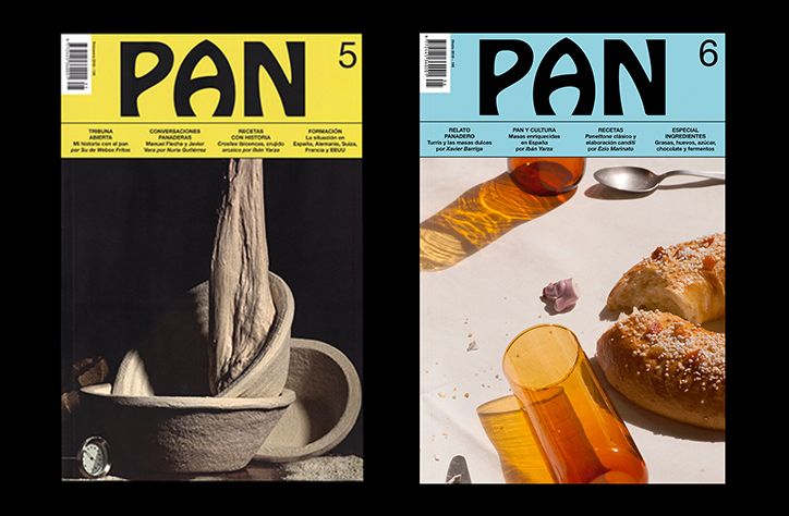 two covers of pan magazines with food on them