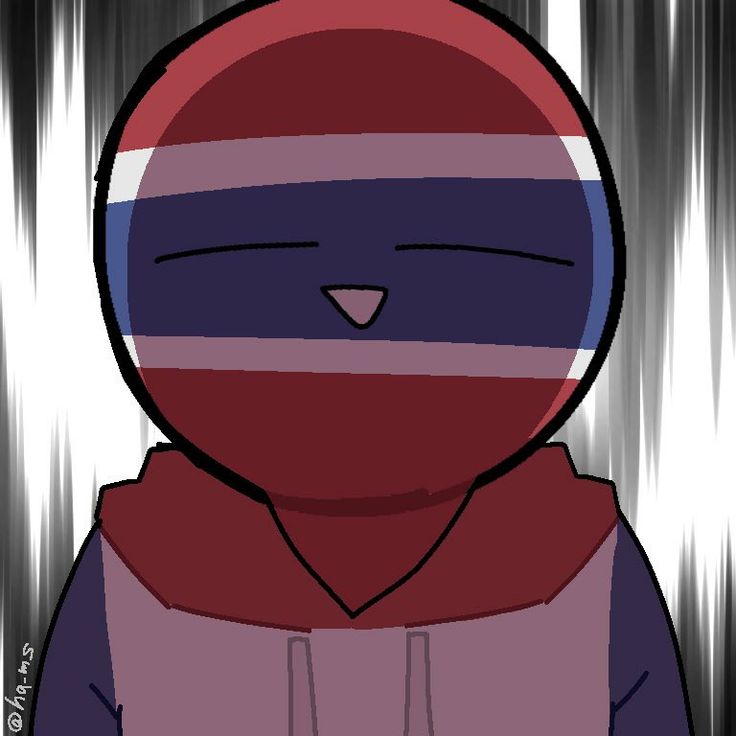 a drawing of a person wearing a red, white and blue hoodie