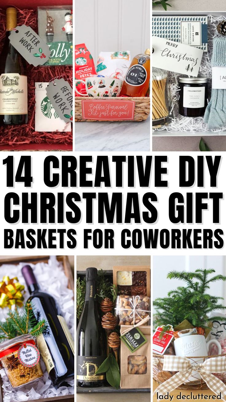 14 Creative DIY Christmas Gift Baskets for Coworkers Best Christmas Gift For Coworkers, Christmas Basket Gift Ideas Coworkers, Gift Baskets Under 20 Dollars, Work Gift Basket Ideas Christmas, Christmas Gift Baskets Coworker, Pickle Basket Gift, Presents For Coworkers Christmas, Coworker Christmas Gift Basket Ideas, Gift Box Ideas For Coworkers