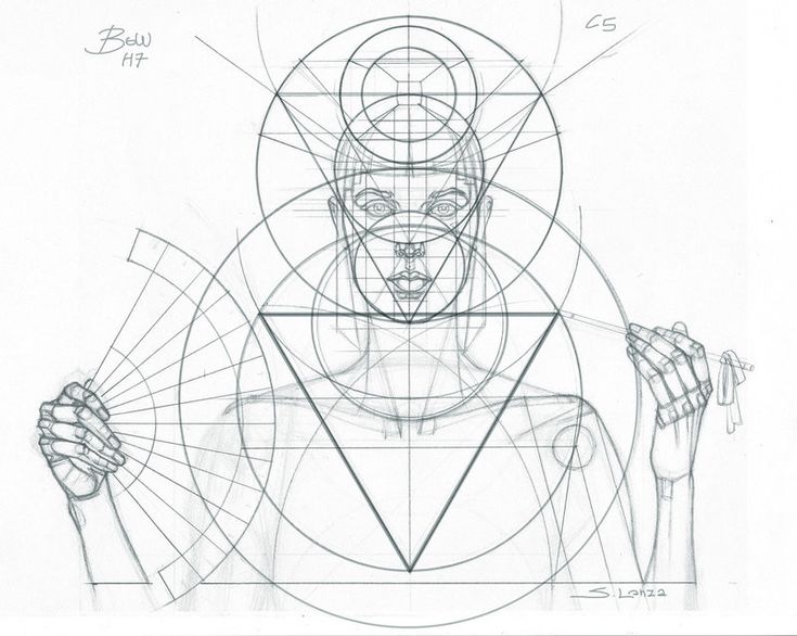 a drawing of a human figure with lines on it