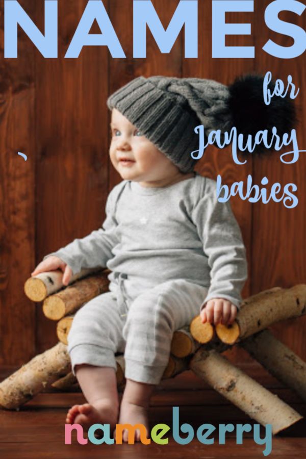 a baby sitting on top of a tree branch with the words names for january babies