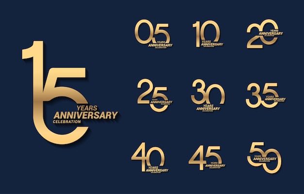 golden anniversary numbers on a blue background with the number fifteen five and twenty five years